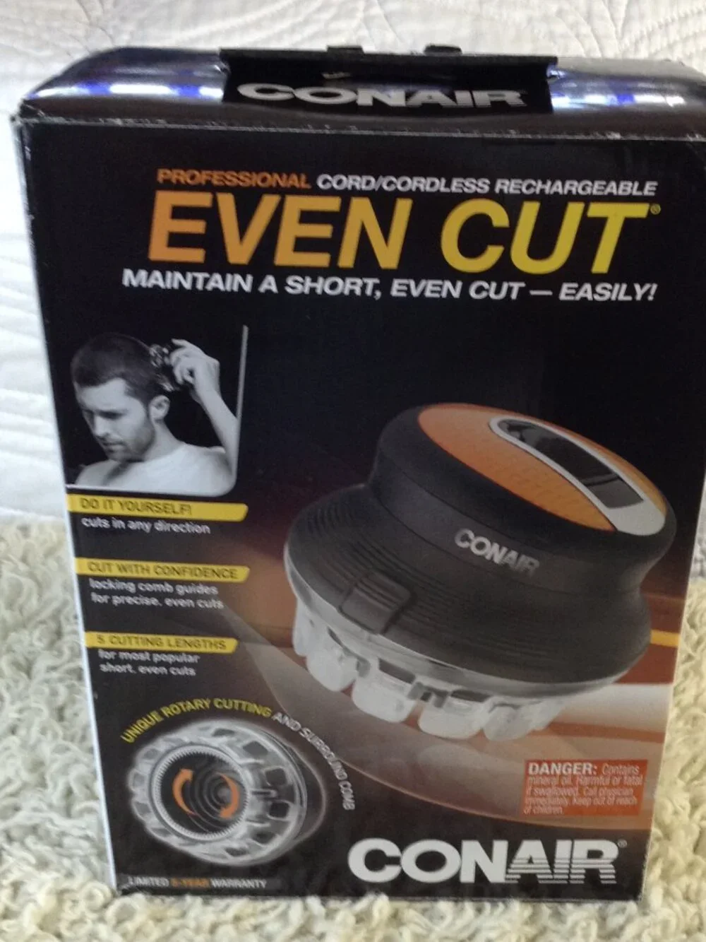 NWOT Conair HC900RN Even Cut Circular Haircut Kit Dudecore 5 Cut Length Manscape